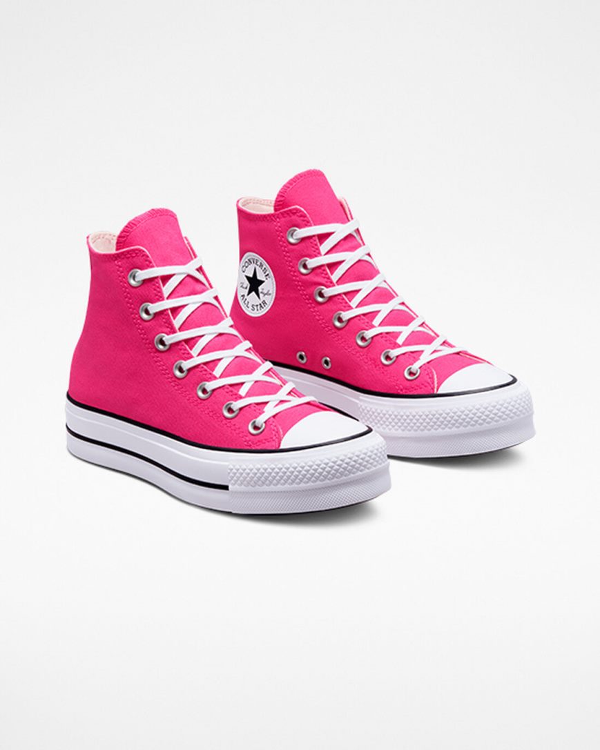 Zapatos Plataforma Converse Chuck Taylor All Star Lift Canvas Altas Mujer Rosas Negras Blancas | PE 2P04EL